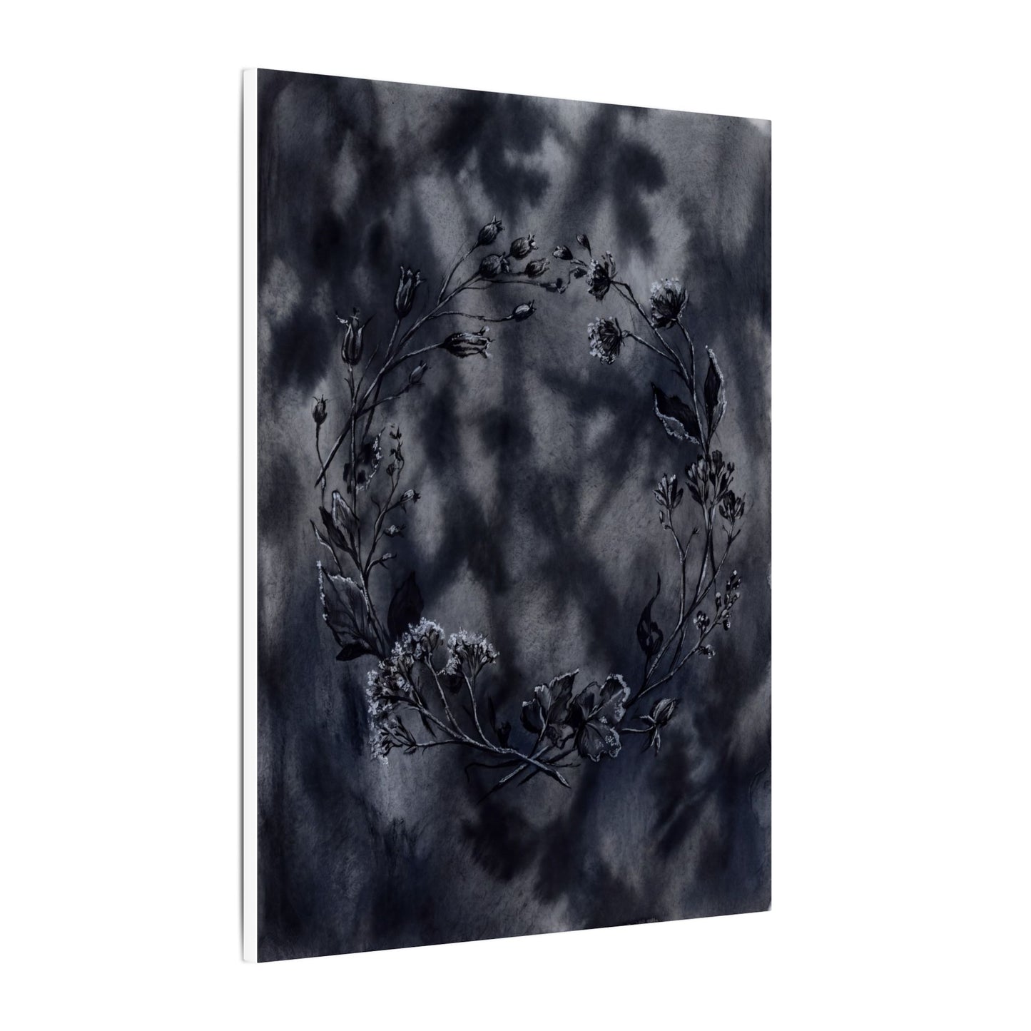 Dried Flowers Canvas Art | Winter Dark Japandi Shadow Zen Art