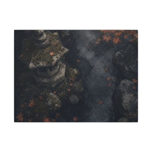 Stone Lantern Canvas Art | Autumn Japandi Texture Art