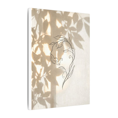 Warm Shoji Screen Canvas Art - Minimal Line Japandi