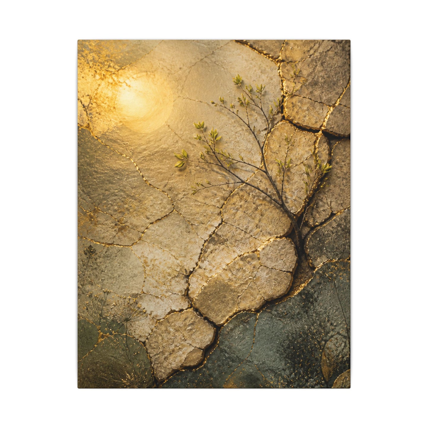 Cracked Earth Spring Canvas Art | Japandi Warm Design