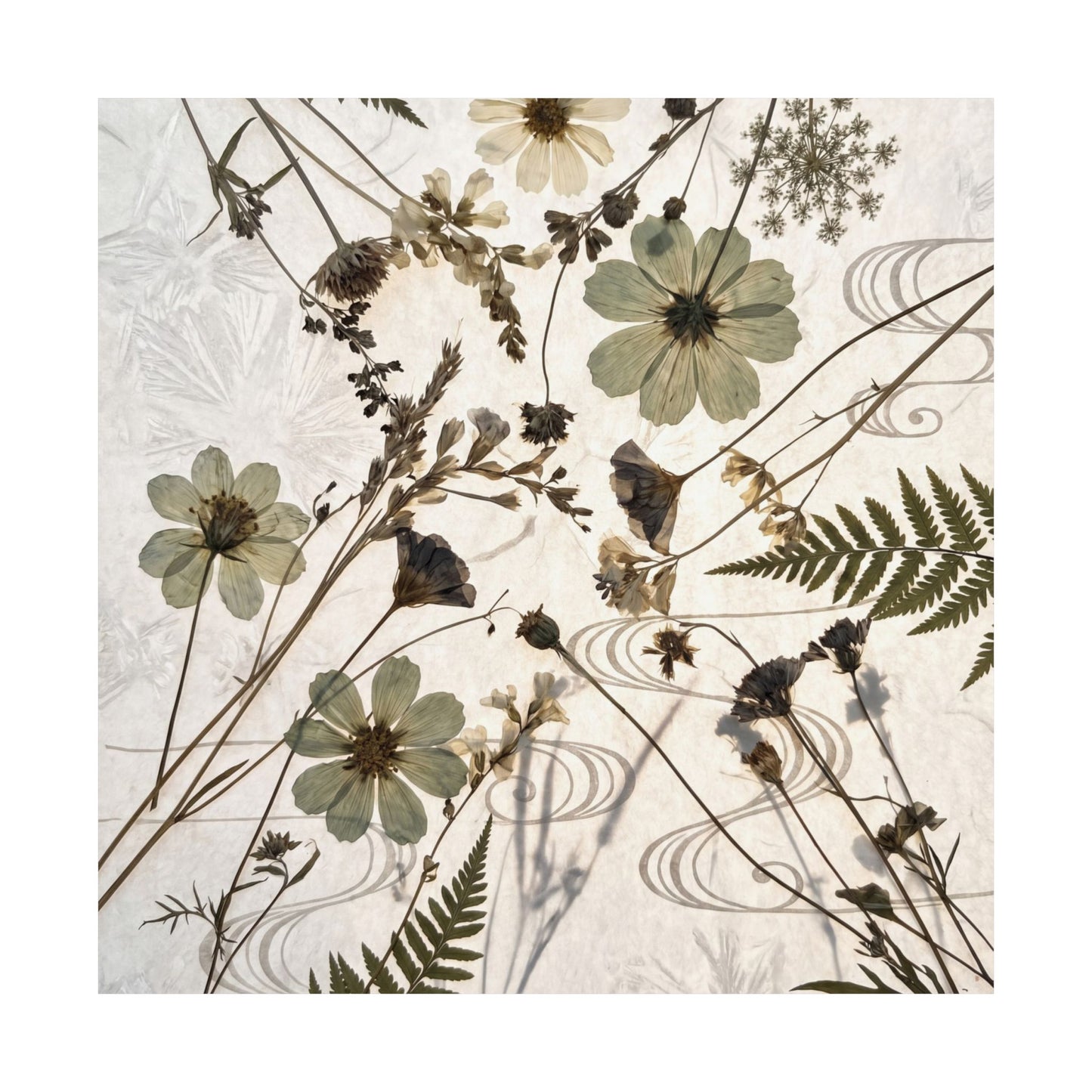 Kanso Dried Flowers Wall Art Print - Japandi Japanese Pattern