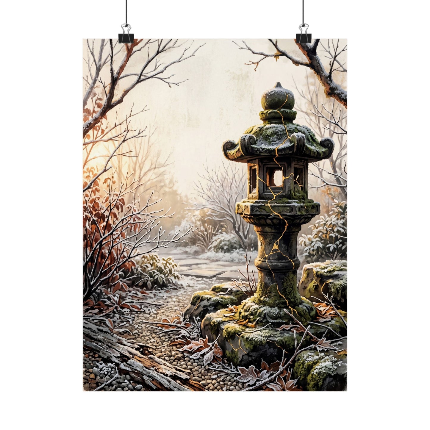 Healing Stone Lantern Wall Art Print - Broken Beauty Kintsugi