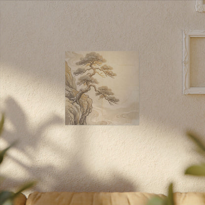 Winter Pine Tree Japanese Pattern Canvas Art | Elegant Decor