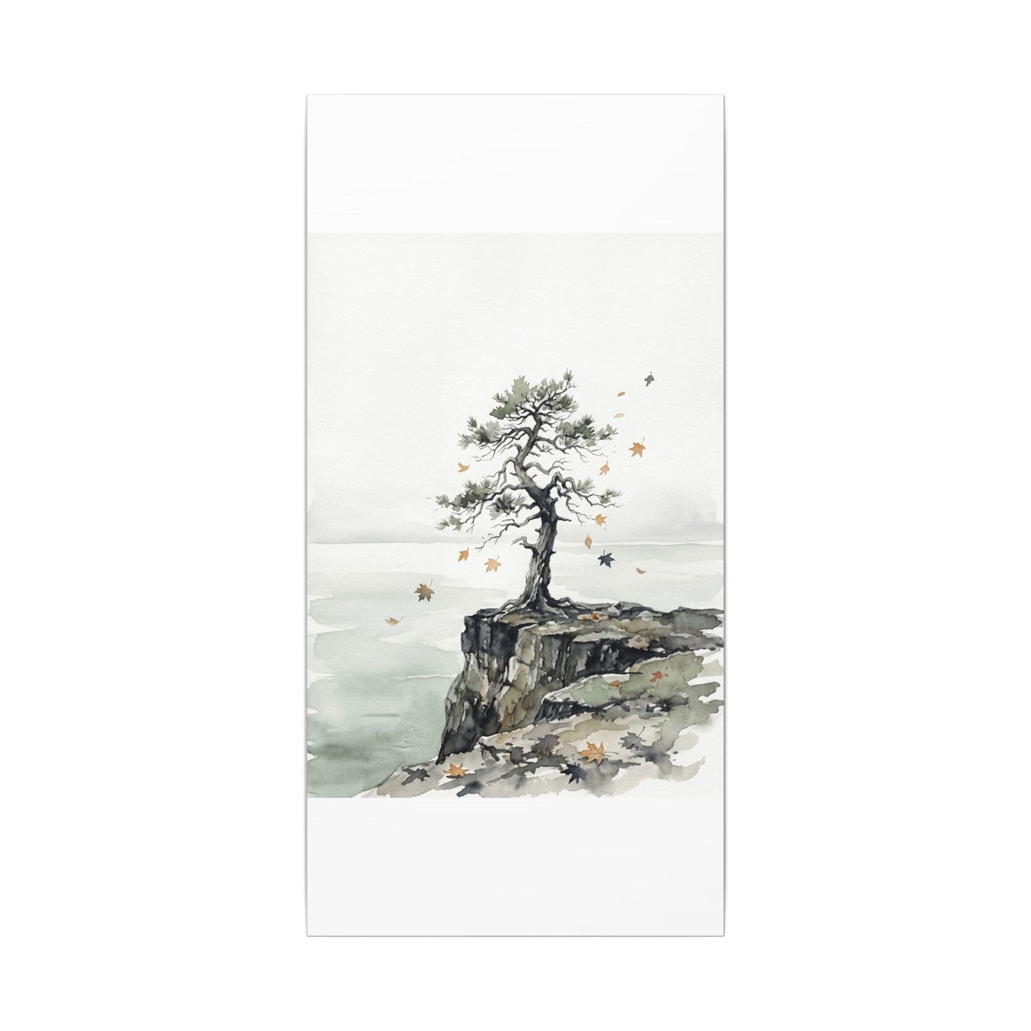 Japandi Pine Tree in Overcast | Watercolor Canvas Art