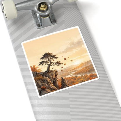 Japandi Pine Tree in Golden Hour | Japanese Pattern Sticker