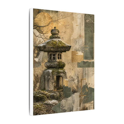 Elegant Stone Lantern Canvas Art - Texture Japandi