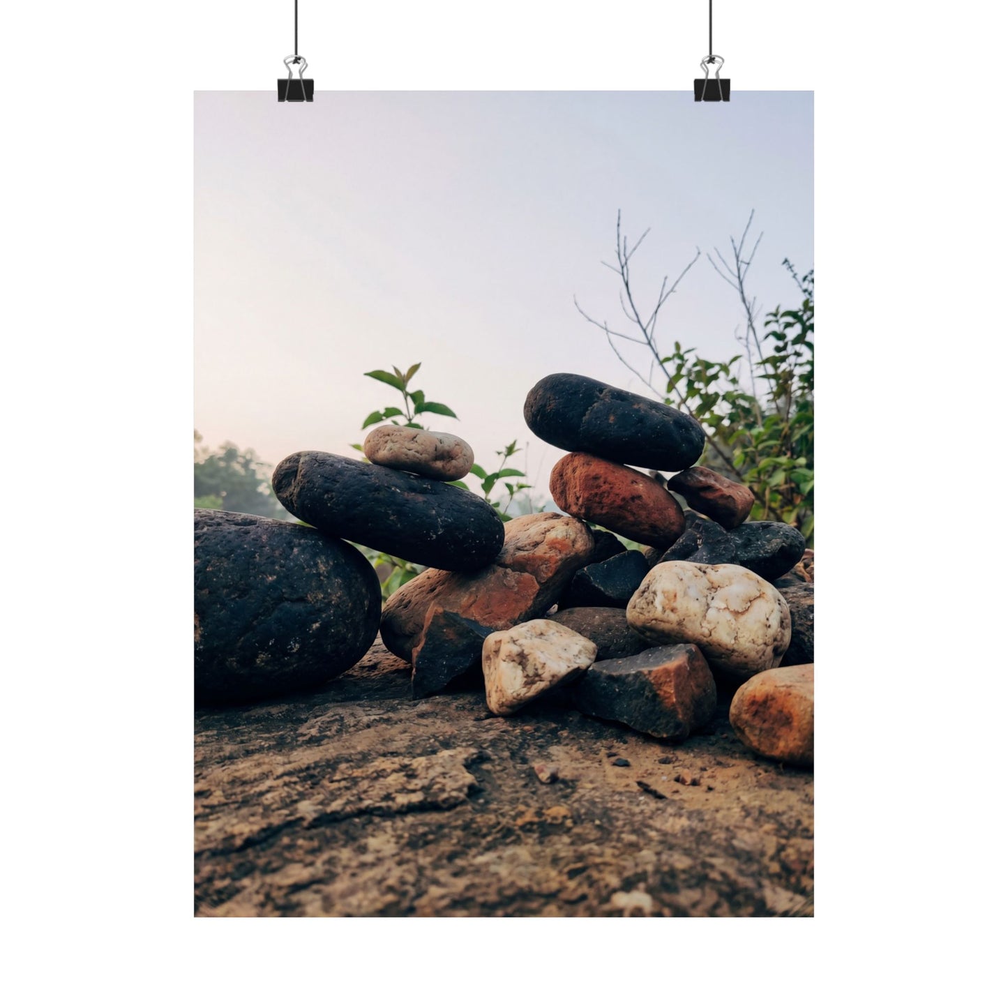 River Stones Spring Wall Art Print | Kintsugi Resilient Design