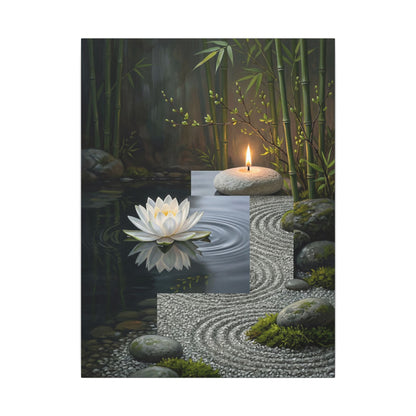 Candlelight Lotus Flower Canvas Art - Zen Kanso