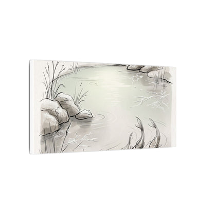 Koi Pond Minimal Line Canvas Art | Cozy Japandi Art