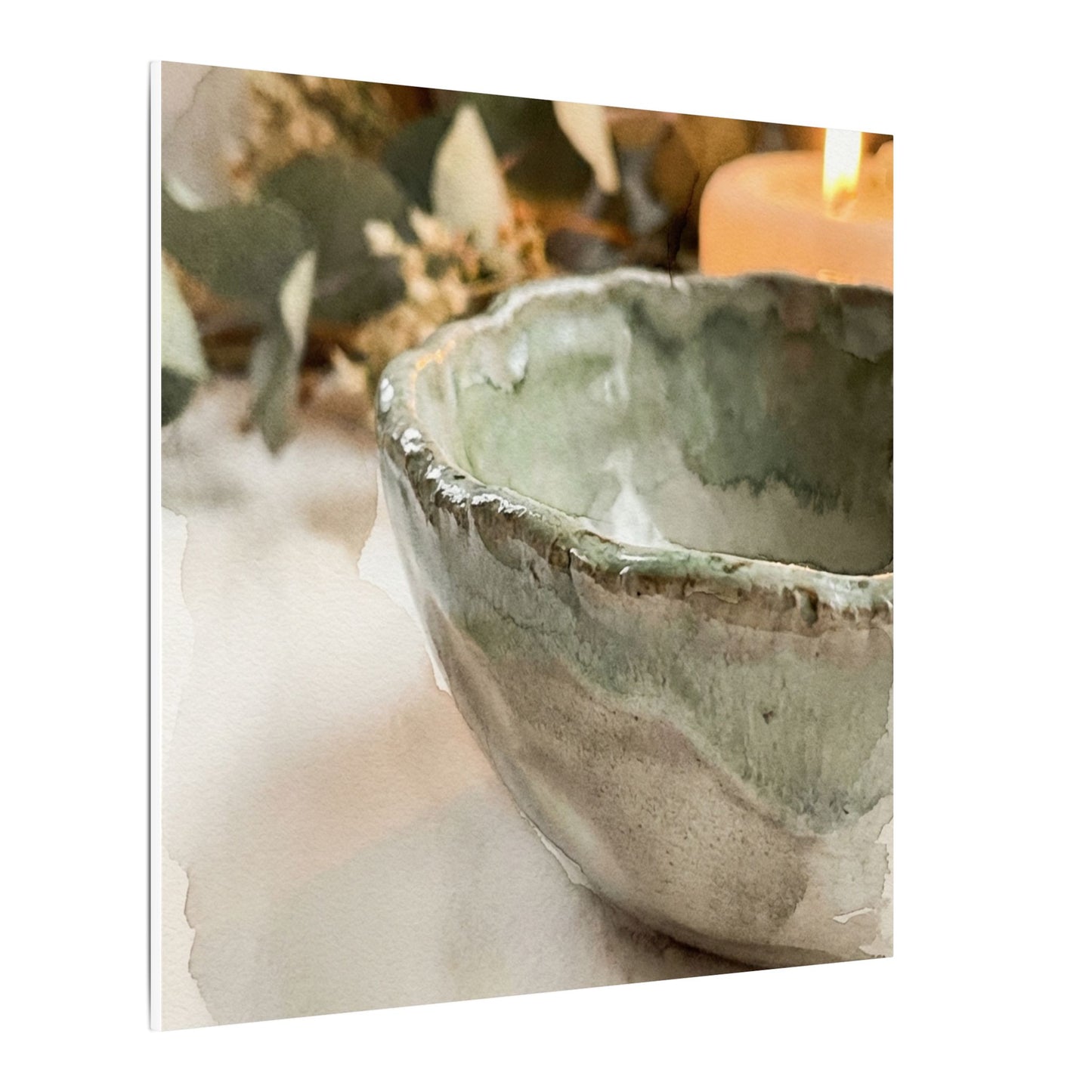 Ceramic Bowl Canvas Art | Summer Japandi Watercolor Art