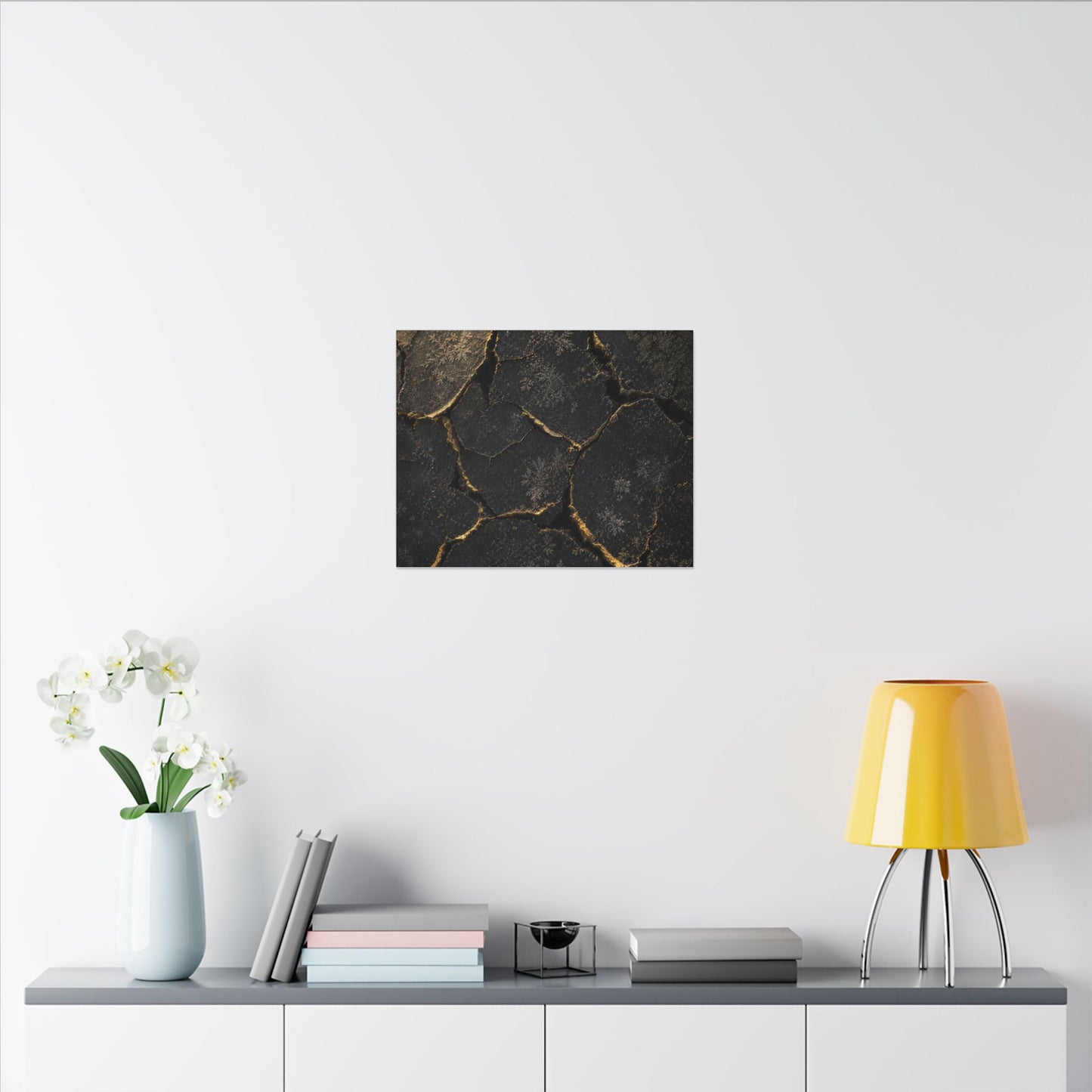Cracked Earth Canvas Art | Winter Dark Japandi Shadow Zen Art