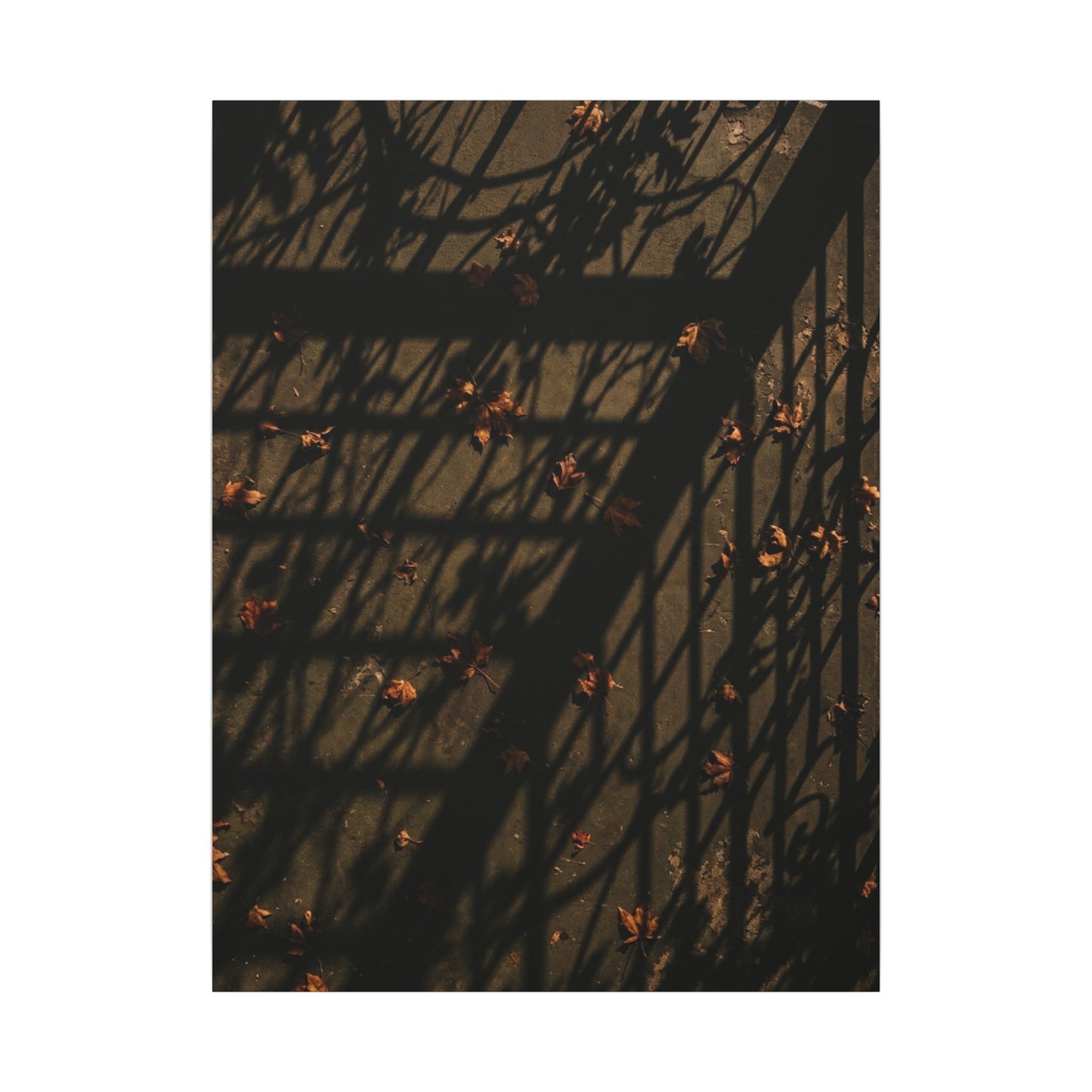 Dark Japandi Shadow Play in Golden Hour | Moody Minimal Canvas Art