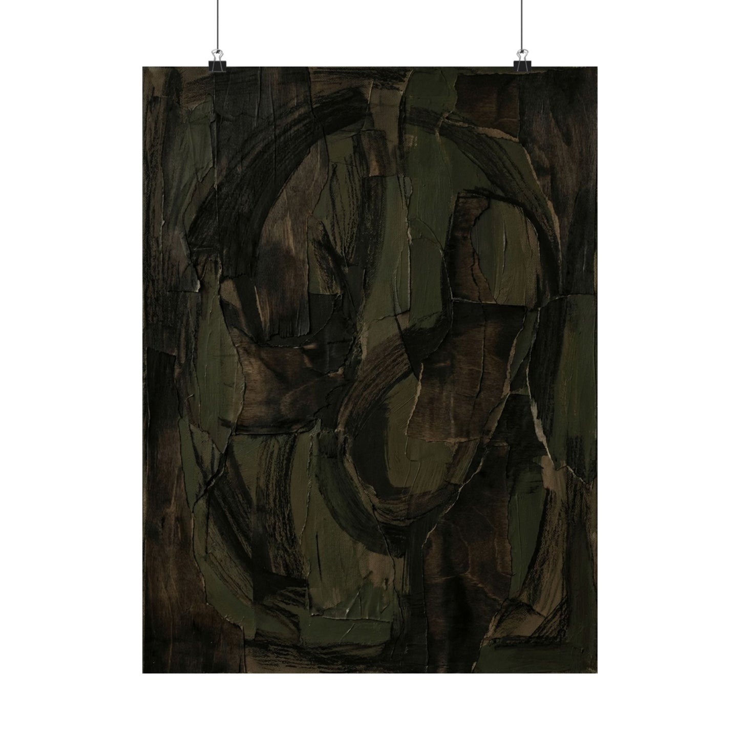 Mixed Media Dark Japandi Textured Wall Art Print | Mixed Media Dark Texture Art Print