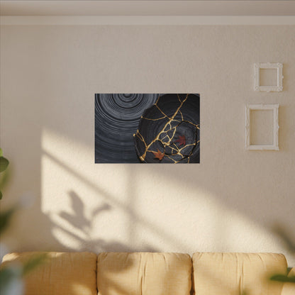 Philosophical Water Ripple Canvas Art - Gold Repair Kintsugi