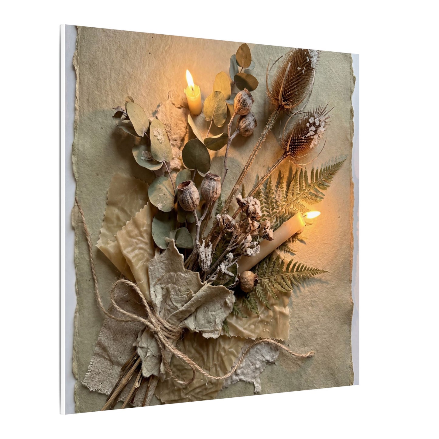 Dried Flowers Texture Canvas Art | Warm Japandi Art