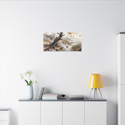 Autumn Pine Tree Watercolor Canvas Art | Warm Decor