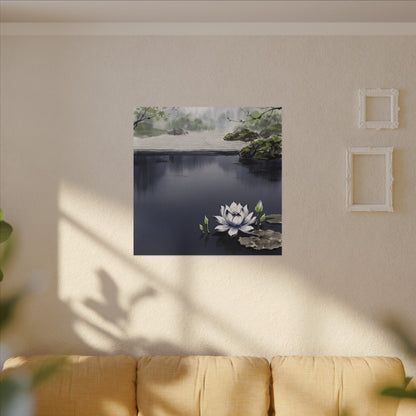 Lotus Flower Karesansui Canvas Art | Tranquil Zen Art