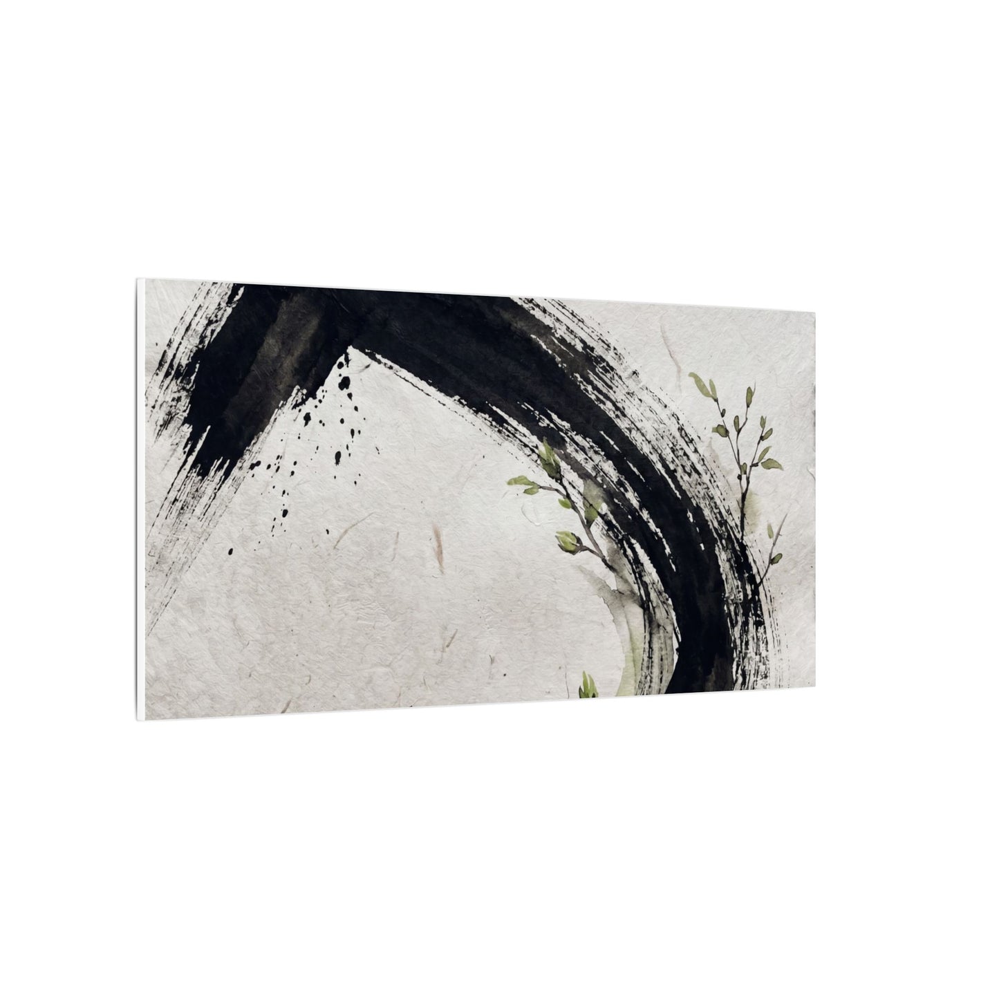Ink Brushstroke Spring Canvas Art | Dark Japandi Sophisticated Design
