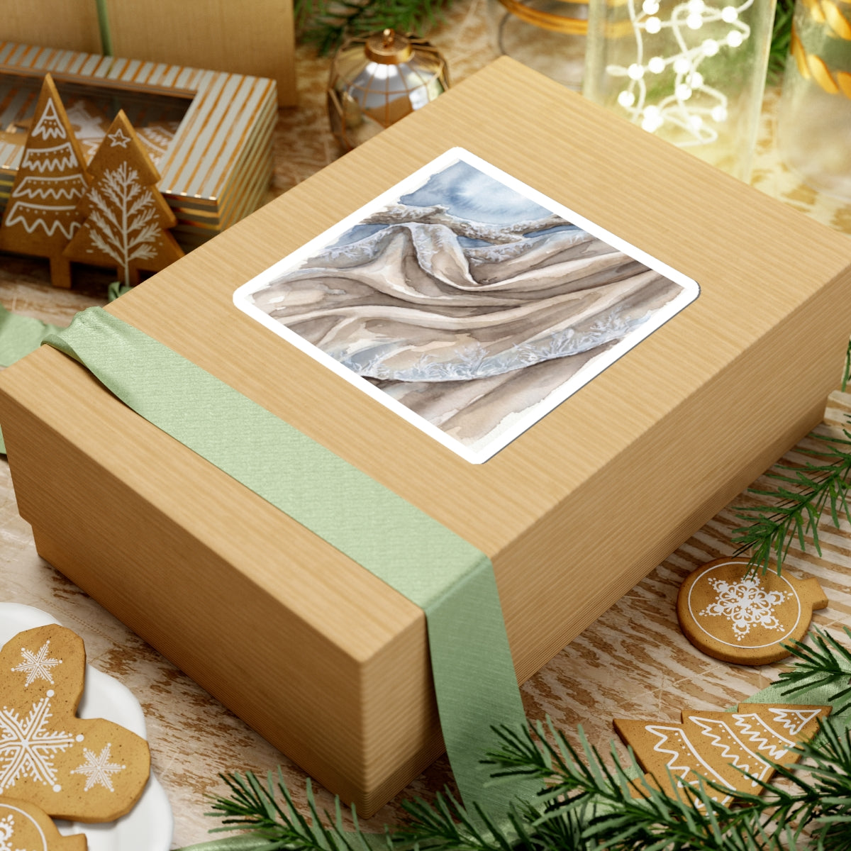 Winter Silk Drape Watercolor Sticker | Elegant Decor Art Print