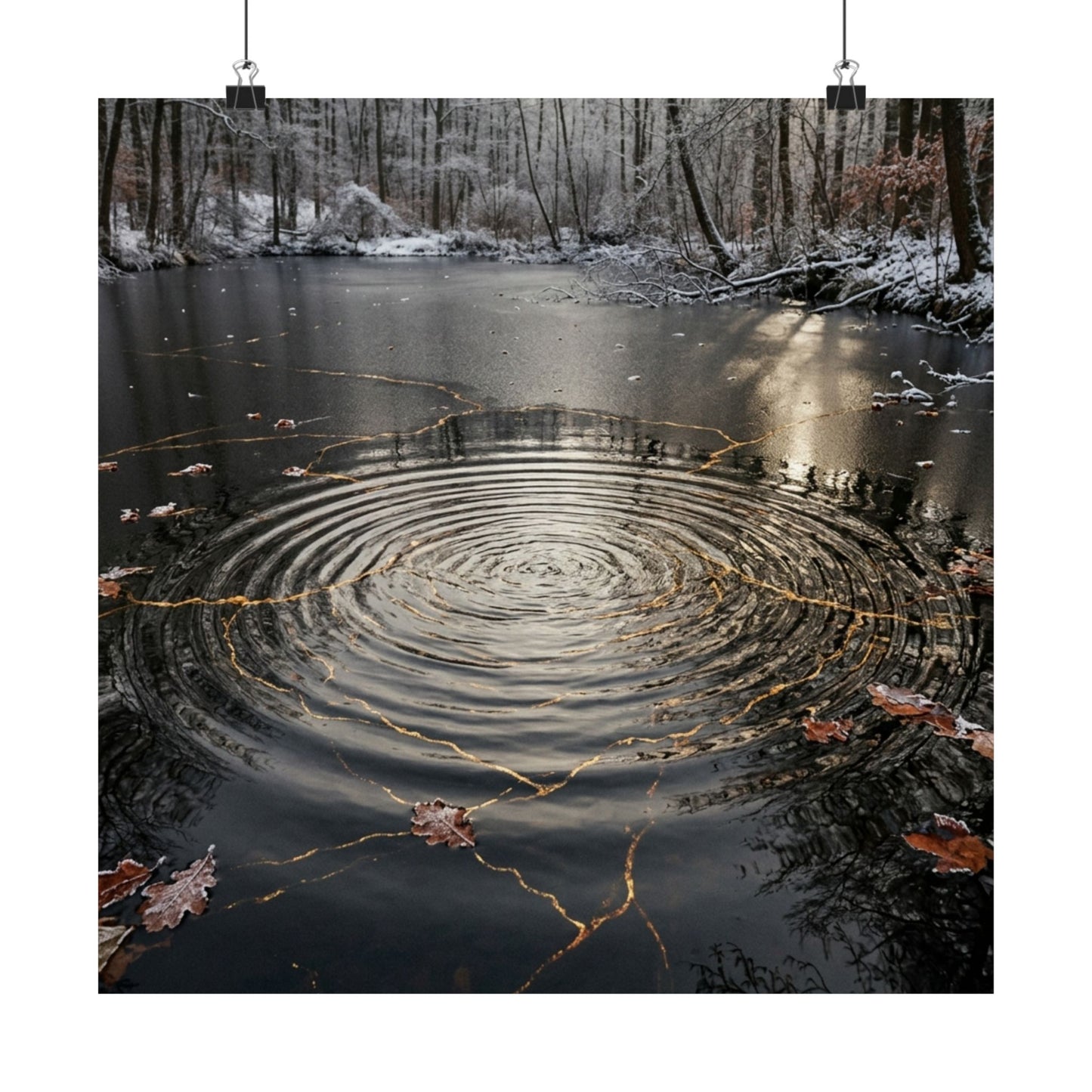 Water Ripple Wall Art Print | Winter Kintsugi Broken Beauty Art