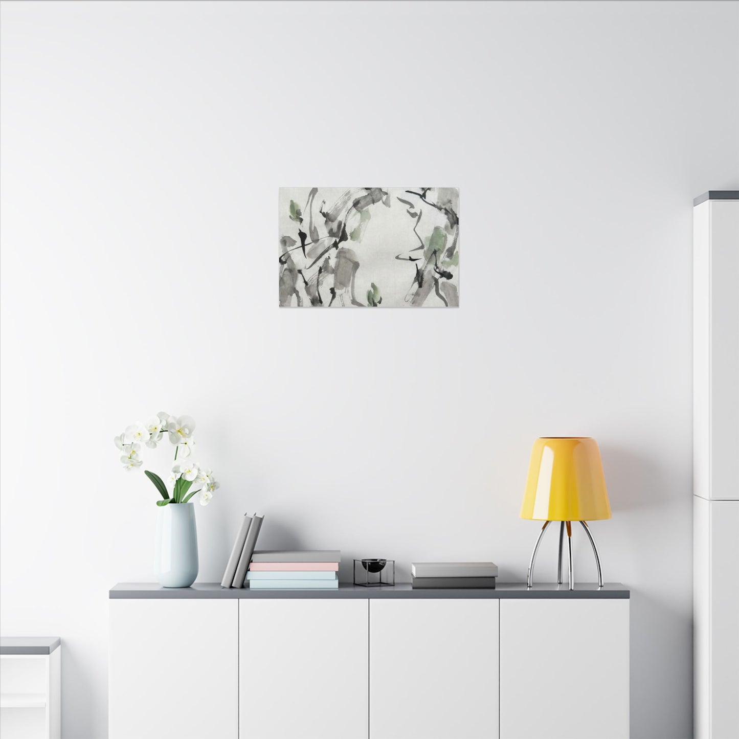 Zen Ink Brushstroke in Overcast | Sumi E Canvas Art
