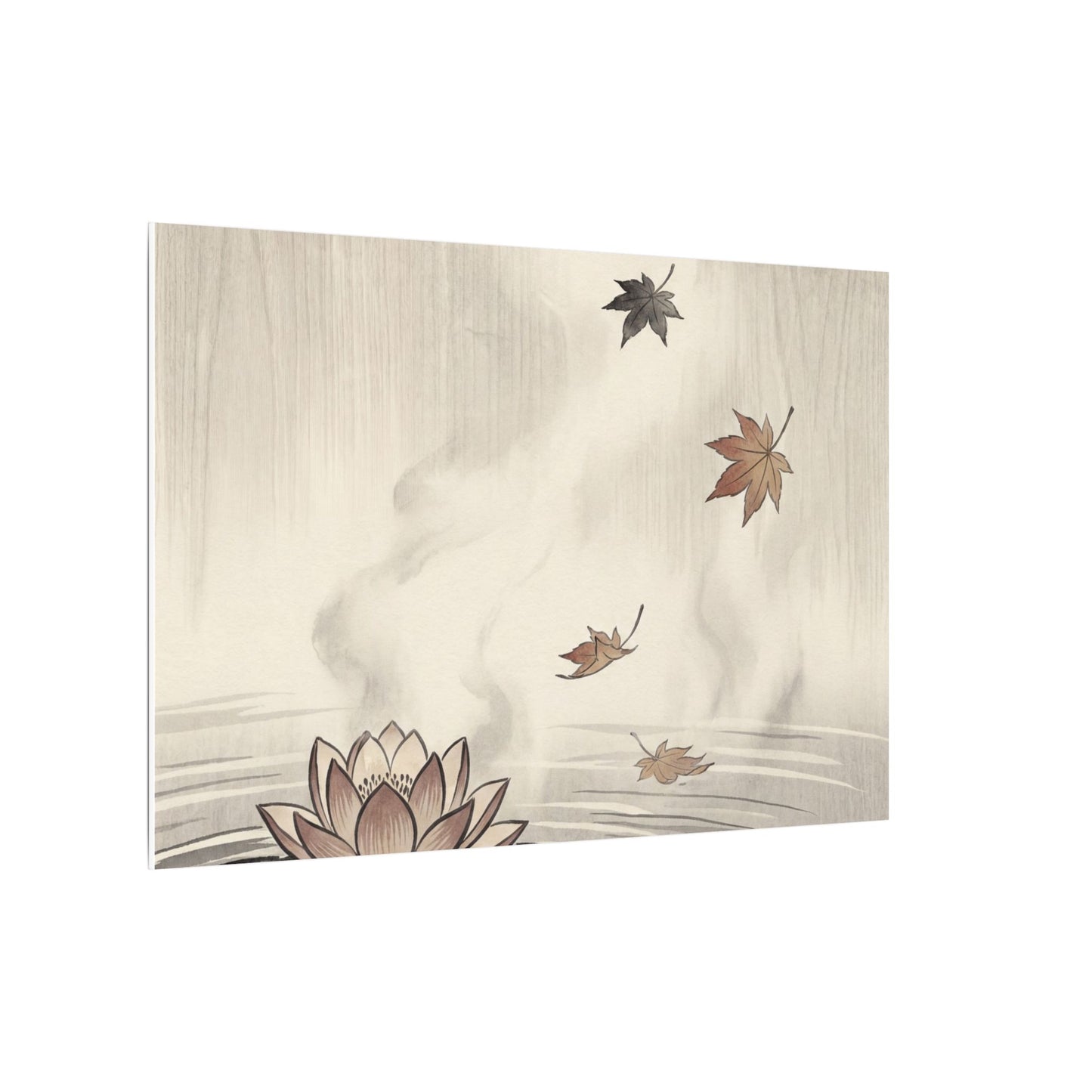 Lotus Flower Canvas Art | Autumn Zen Ukiyo E Inspired Art