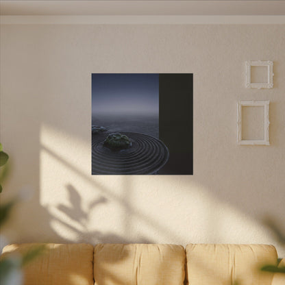 Ma Rock Garden Canvas Art - Dark Japandi Moody Minimal