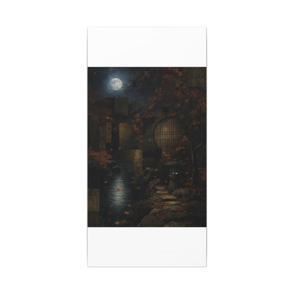 Moonlight Moonlit Garden Canvas Art - Dark Japandi Shibui