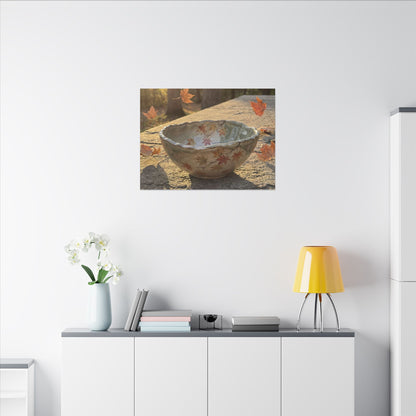 Japandi Ceramic Bowl in Golden Hour | Japanese Pattern Canvas Art