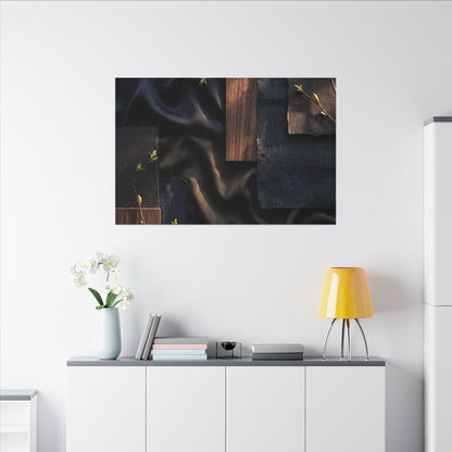 Silk Drape Spring Canvas Art | Dark Japandi Moody Design