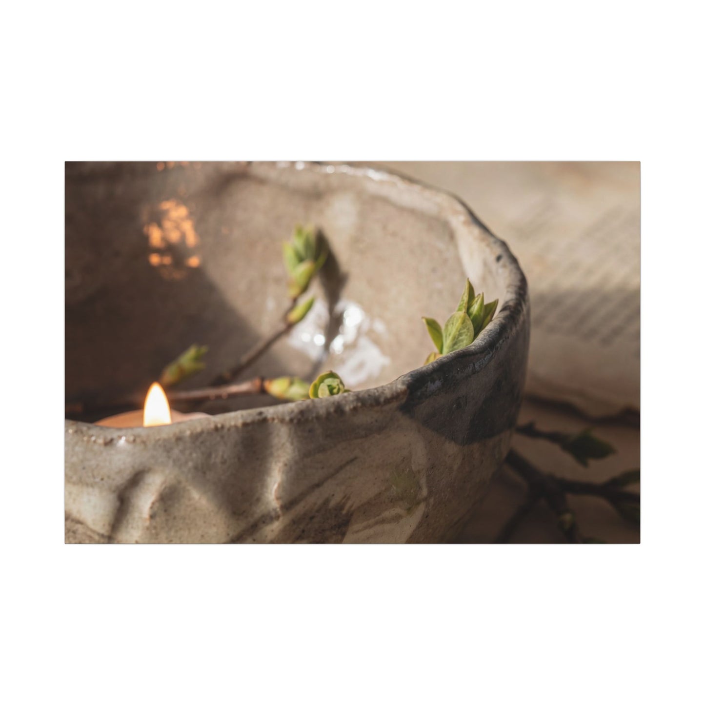 Candlelight Ceramic Bowl Canvas Art - Japandi Ma Art Print