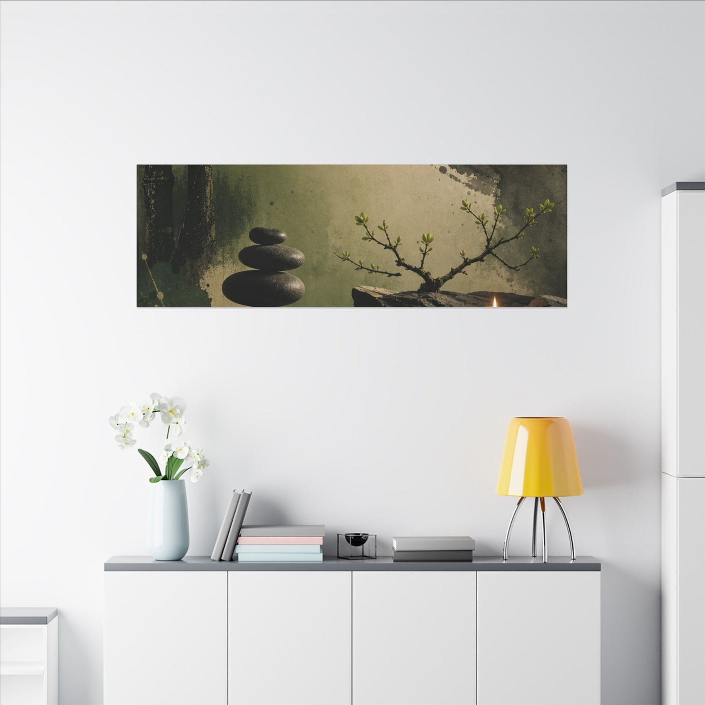 River Stones Spring Canvas Art | Zen Contemplative Design