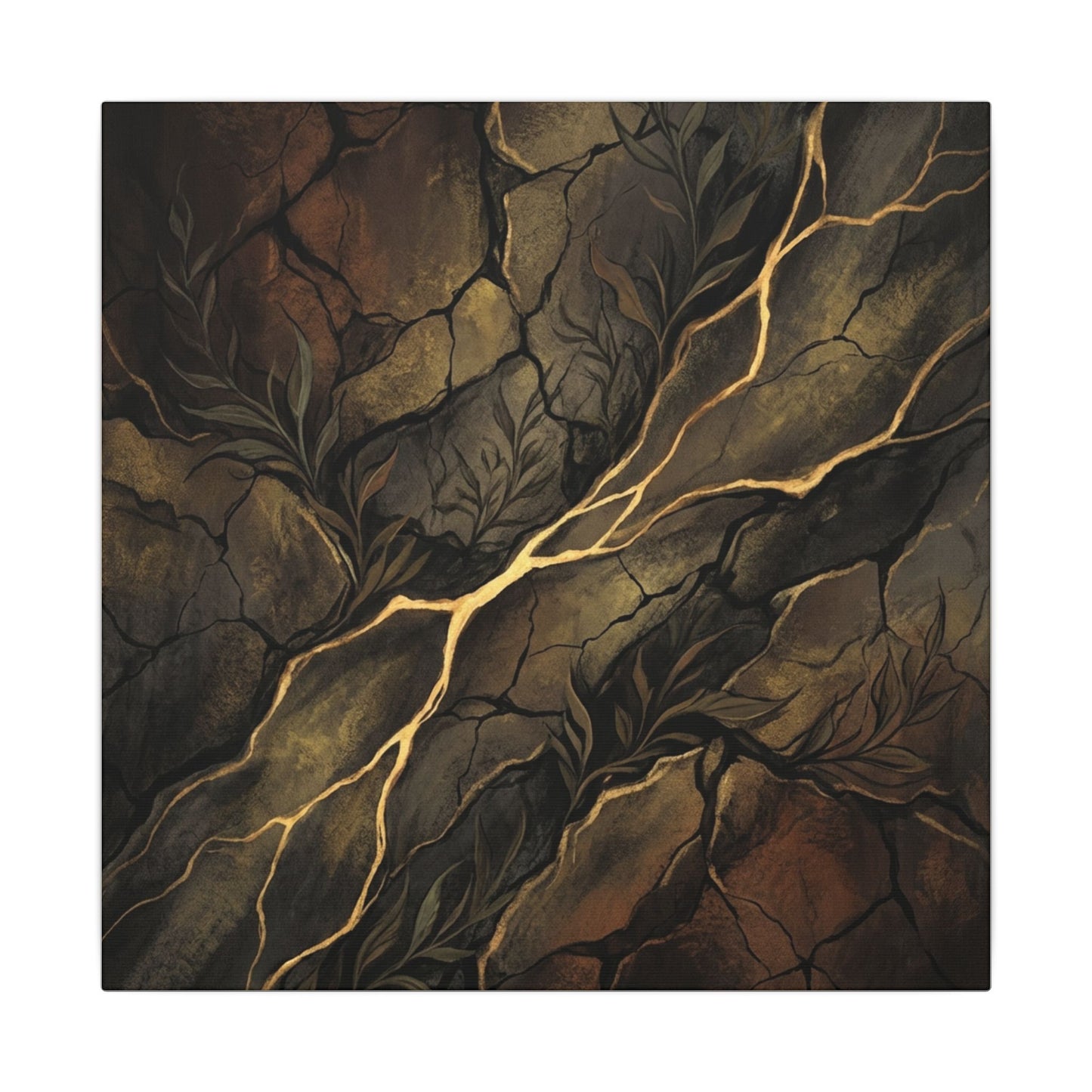 Cracked Earth Charcoal Ink Canvas Art | Bold Dark Japandi Art