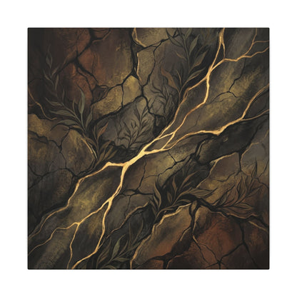 Cracked Earth Charcoal Ink Canvas Art | Bold Dark Japandi Art