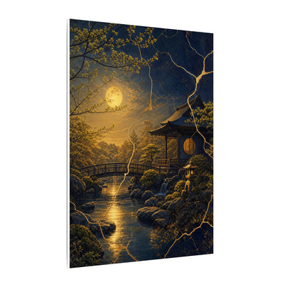 Spring Moonlit Garden Gold Vein Canvas Art | Resilient Decor