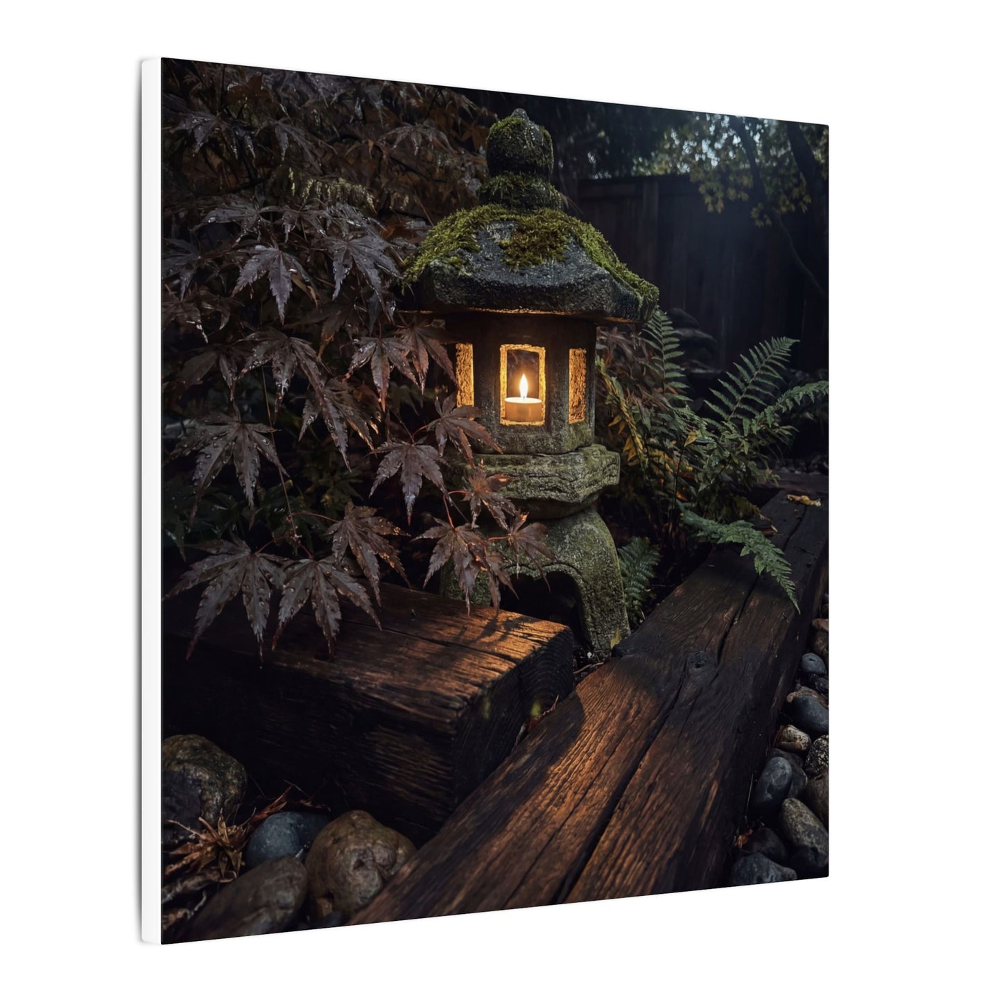 Moody Moonlit Garden Canvas Art - Shadow Zen Dark Japandi