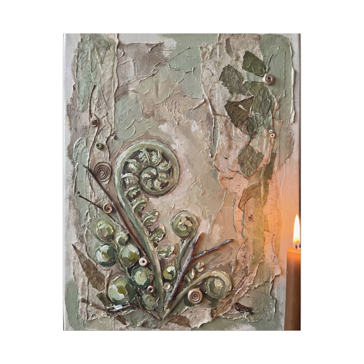 Datsuzoku Fern Unfurling Canvas Art - Japandi Texture