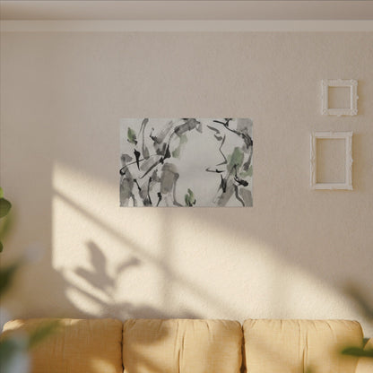 Zen Ink Brushstroke in Overcast | Sumi E Canvas Art