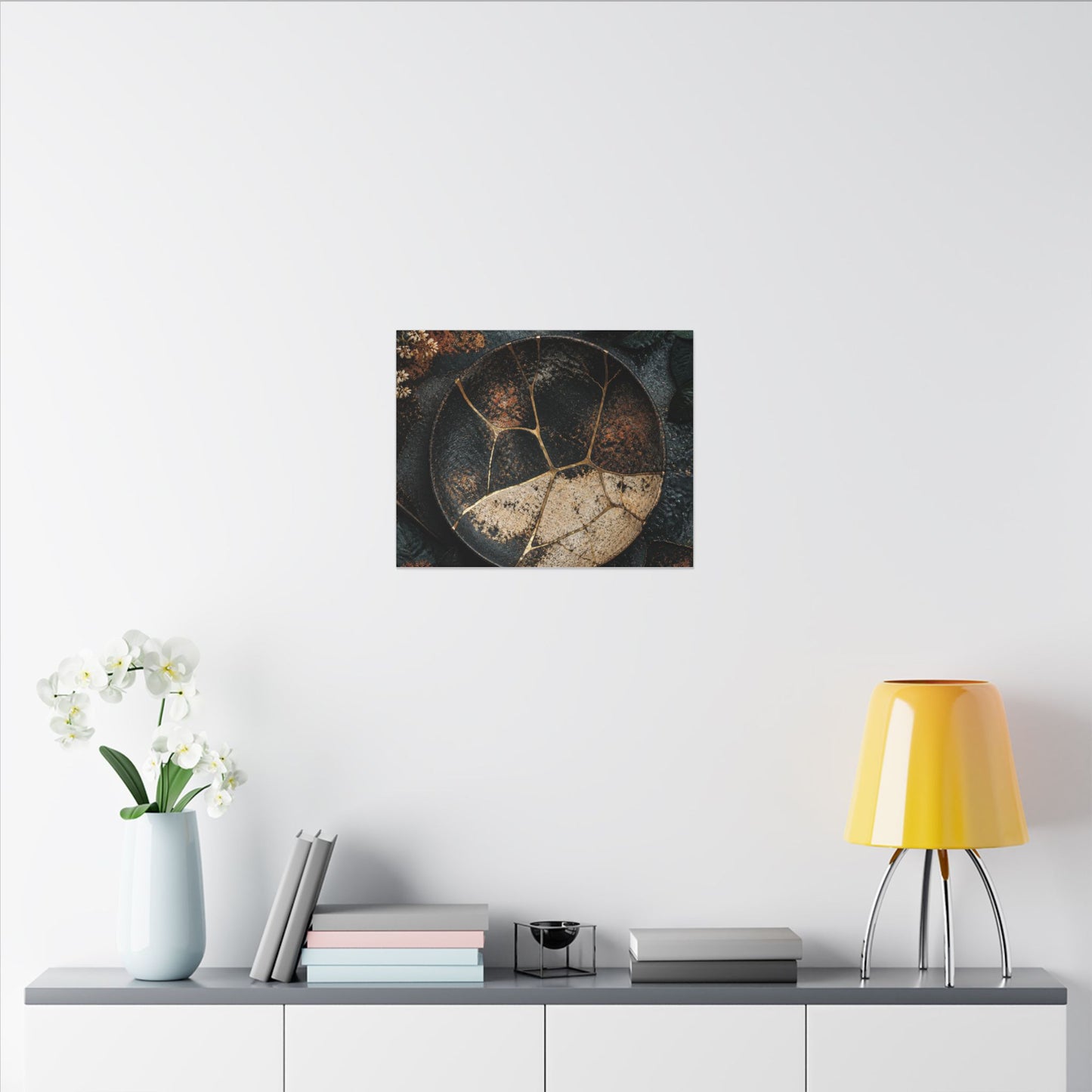 Kintsugi Rust Patina in Dawn | Gold Repair Canvas Art