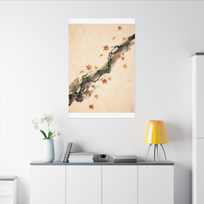 Ink Brushstroke Autumn Canvas Art | Zen Calm Design