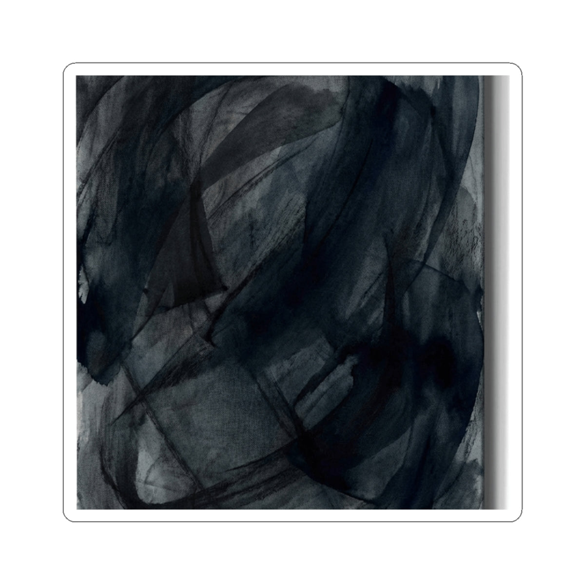 Deep Tones Dark Japandi Charcoal Sticker | Deep Tones Charcoal Ink Art Print