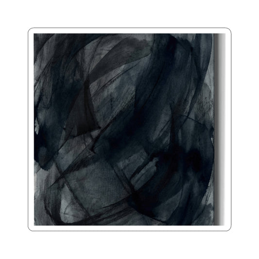 Deep Tones Dark Japandi Charcoal Sticker | Deep Tones Charcoal Ink Art Print