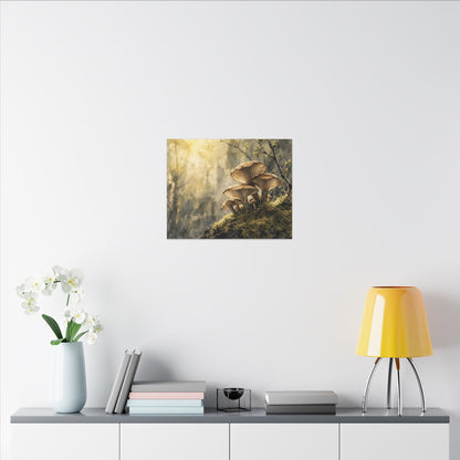 Wild Mushrooms Canvas Art | Spring Japandi Watercolor Art