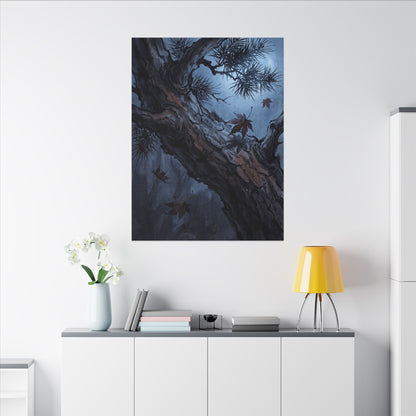 Atmospheric Pine Tree Canvas Art - Shadow Zen Dark Japandi