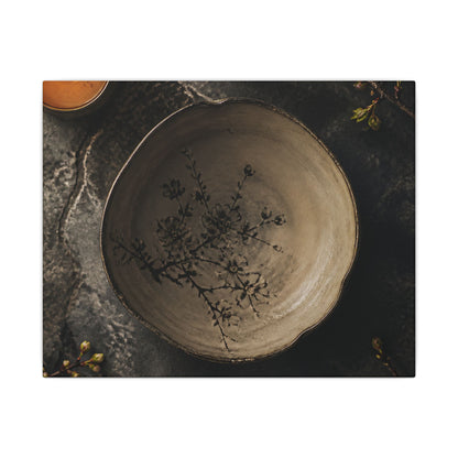 Ceramic Bowl Spring Canvas Art | Japandi Earthy Design