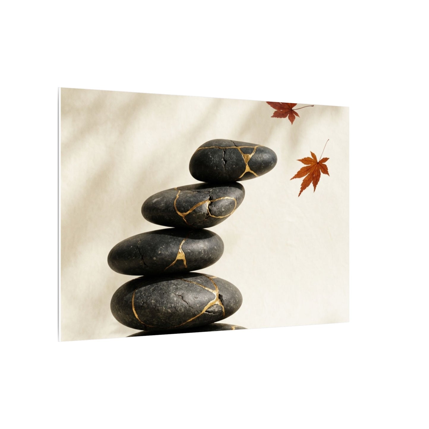 Kintsugi River Stones in Dappled | Crackle Gold Canvas Art