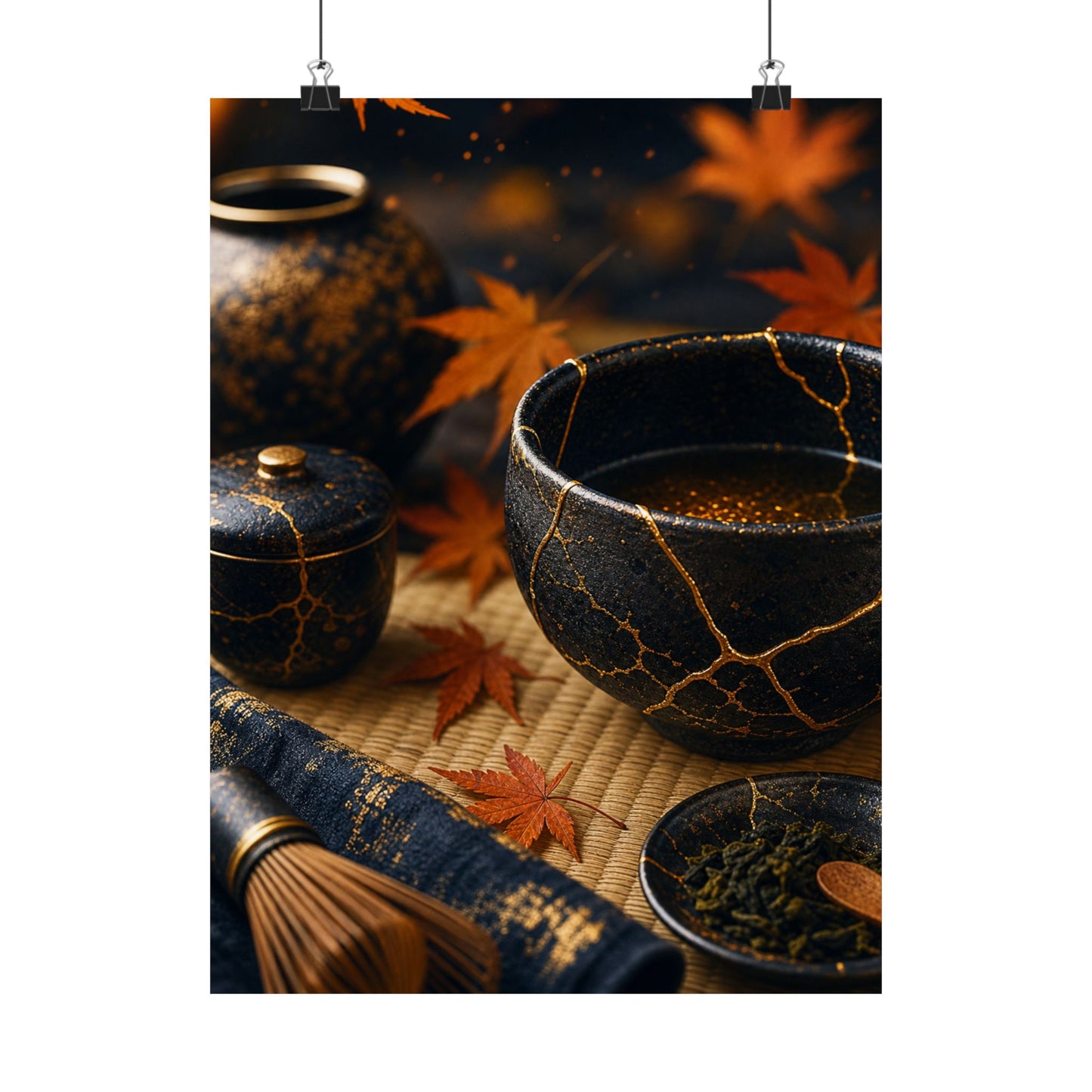 Tea Ceremony Gold Repair Wall Art Print | Healing Kintsugi Art