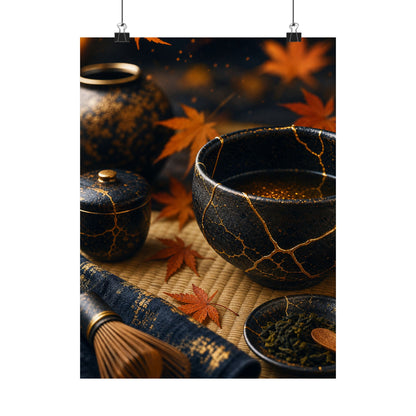 Tea Ceremony Gold Repair Wall Art Print | Healing Kintsugi Art