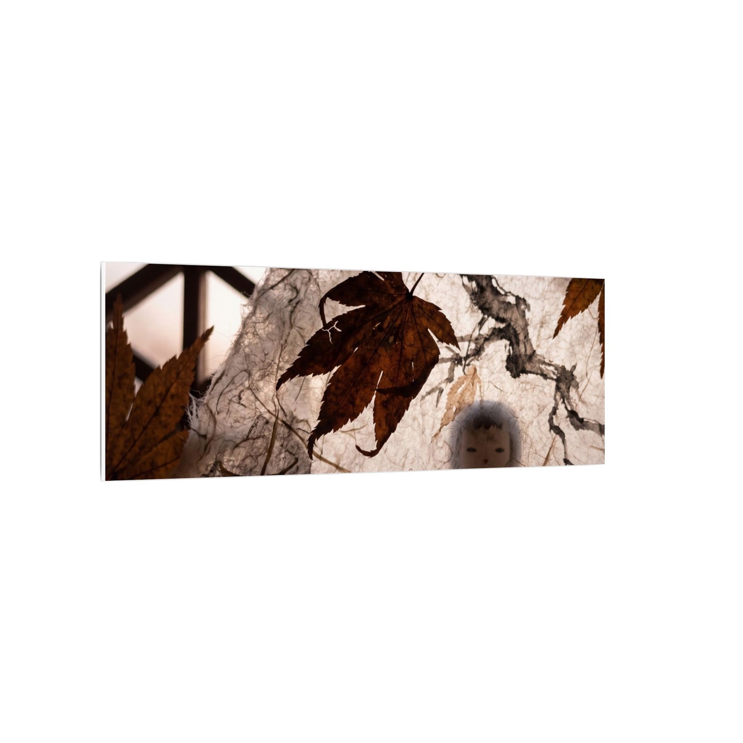 Shoji Screen Autumn Canvas Art | Dark Japandi Atmospheric Design