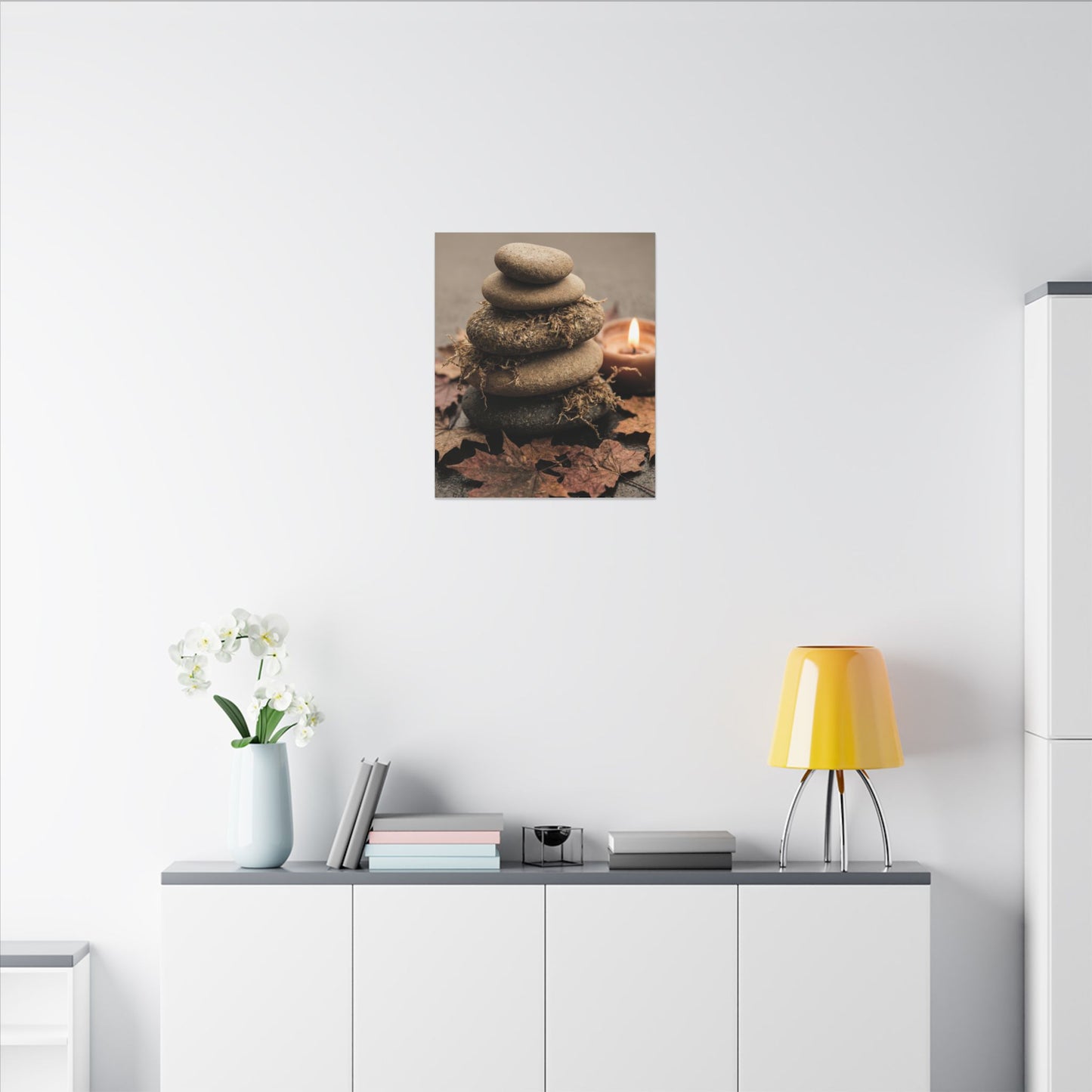 River Stones Canvas Art | Autumn Japandi Texture Art